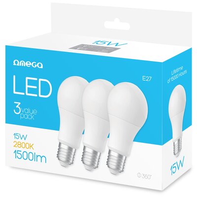 Omega Żarówka LED OMELE27E3-15W-2800 15W E27 3 szt.) OMELE27E3-15W-2800