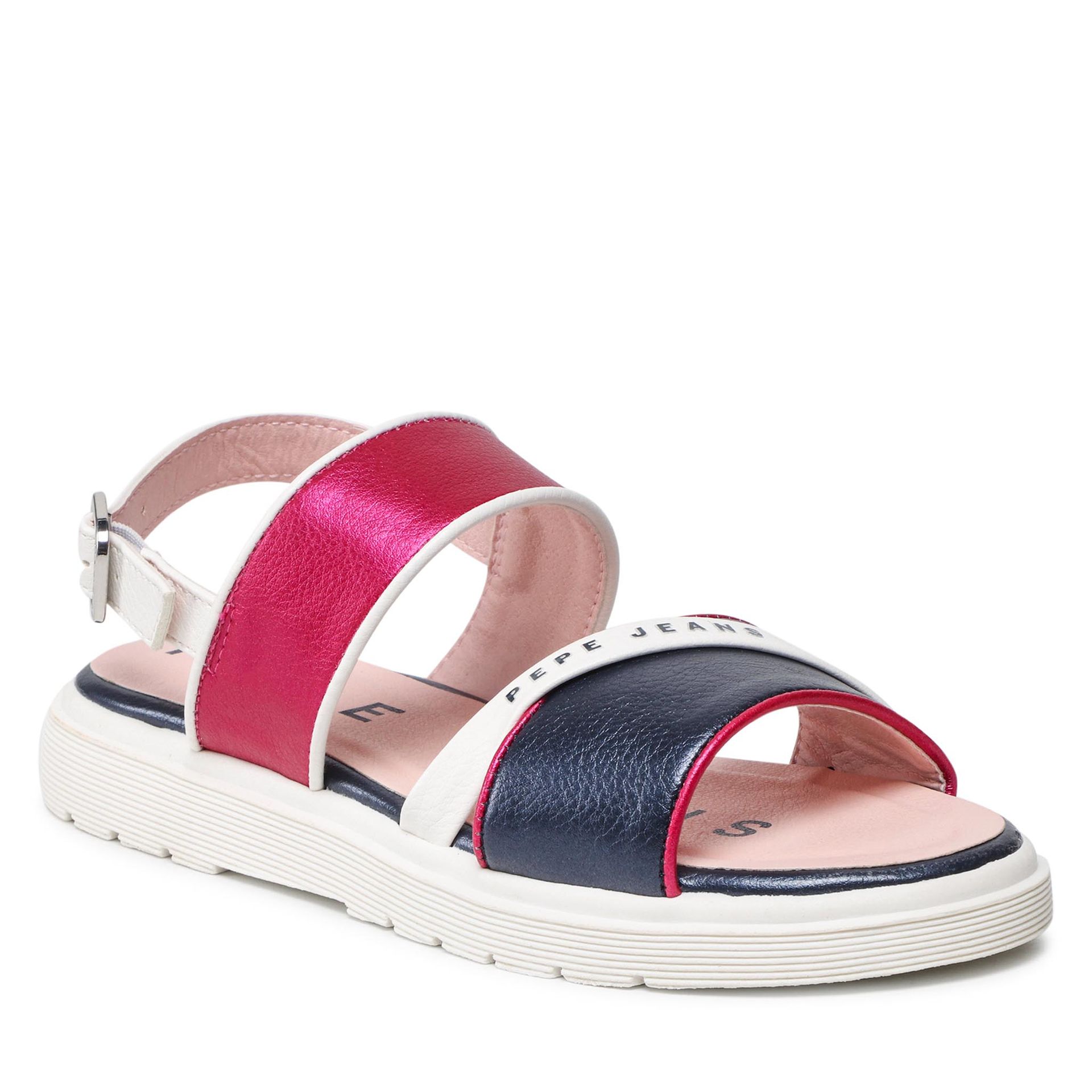 Pepe Jeans Sandały Wendy Logo PGS90183 Fresh Fucjsia 347