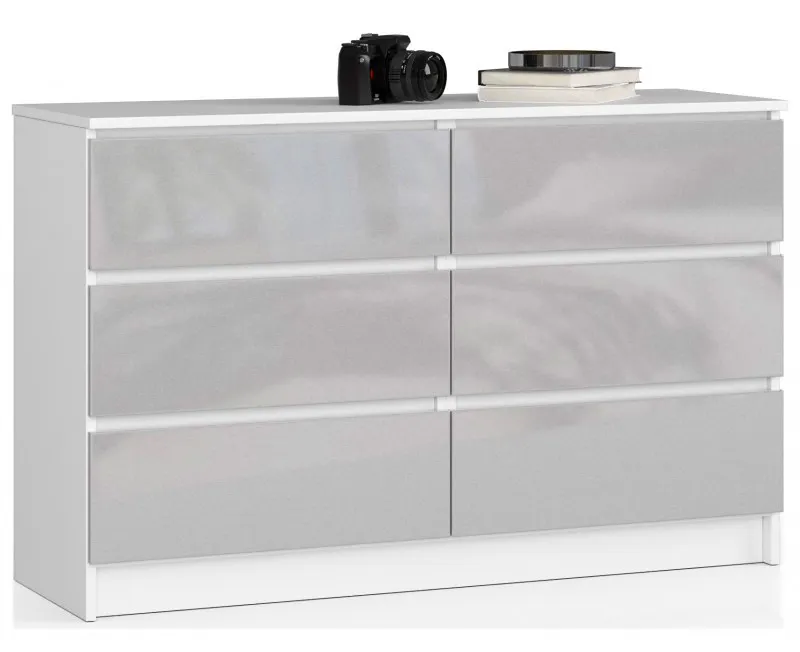 Komoda z szufladami biała + metalik połysk H1-G95