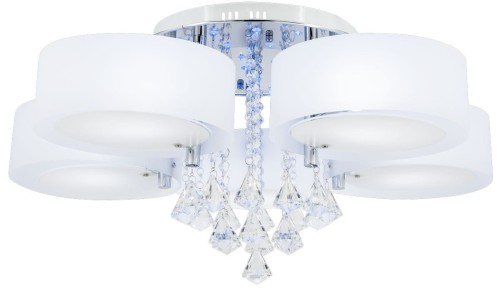 MLAMP LAMPA sufitowa ELMDRS8006/5 8C MLAMP metalowa OPRAWA z pilotem crystal glamour chrom biała ELMDRS8006/5 8C