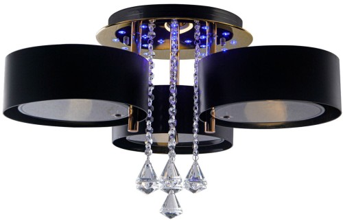 MLAMP Glamour LAMPA sufitowa ELMDRS8006/3 TR BL MLAMP metalowa OPRAWA z pilotem kryształki złote czarne ELMDRS8006/3 TR BL