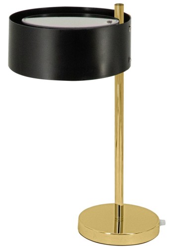 Mdeco Nocna LAMPKA stojąca DRS8006/1D TR BL MDECO abażurowa LAMPA stołowa do sypialni złota czarna DRS8006/1D TR BL