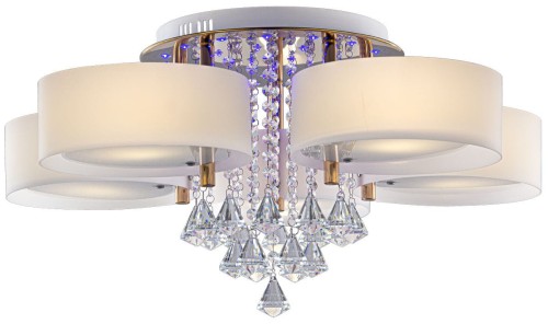 GL MLAMP LAMPA sufitowa ELMDRS8006/5 TR MLAMP glamour OPRAWA crystal z pilotem złota biała ELMDRS8006/5 TR