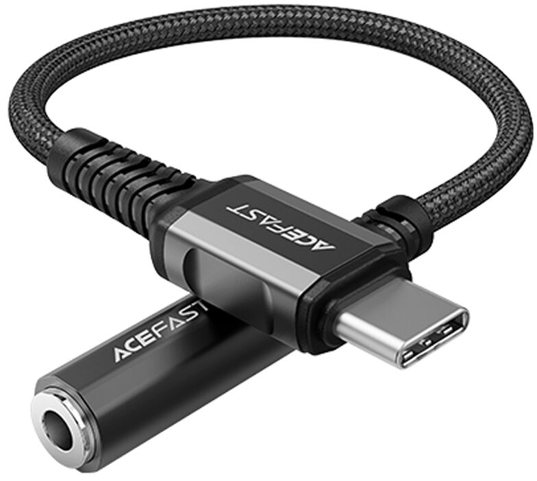 Acefast Acefast kabel audio USB Typ C - 3,5mm mini jack (żeński) 18cm, DAC, AUX czarny (C1-07 black) C1-07-C-3,5mm black