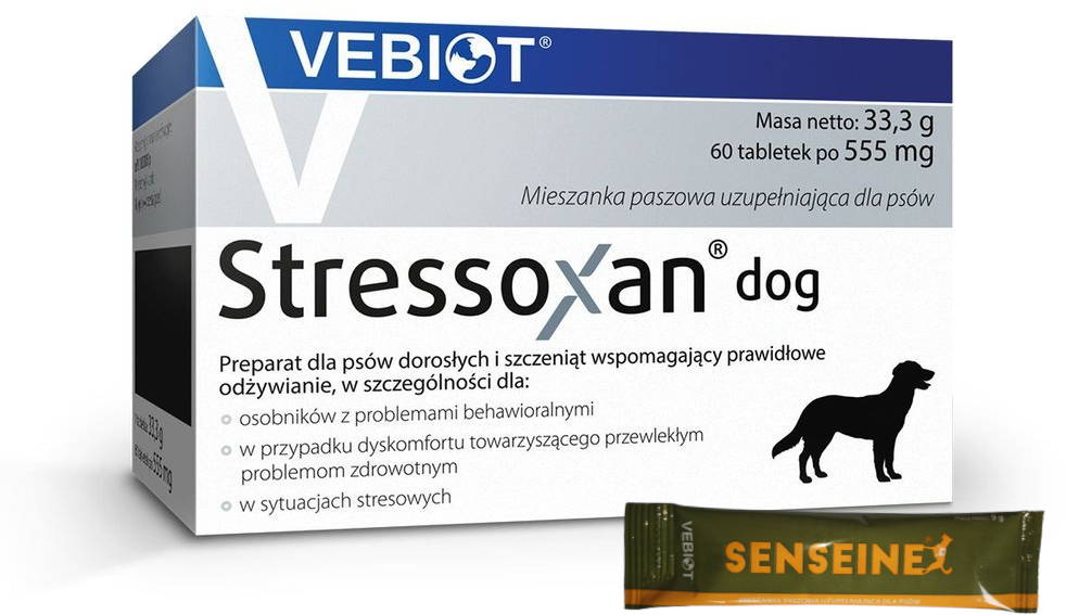 Nutrifarm Sp z o.o VEBIOT Stressoxan dog 60 tabletek Vebiot Senseine 1 saszetka 9 g GRATIS 56491-uniw