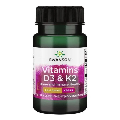 SWANSON Witamina D3 200 K2 75mcg 60 k SW1809