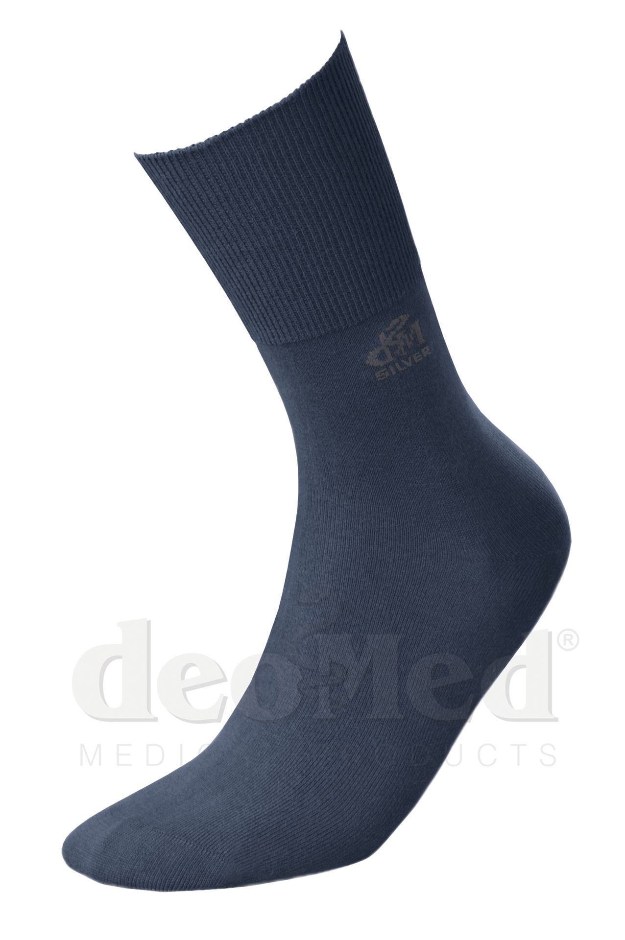 DeoMed Cotton Silver bawełniane bezuciskowe skarpetki zdrowotne, antybakteryjne, antyzapachowe z jonami srebra rozmiar 35-38 GRANATOWE
