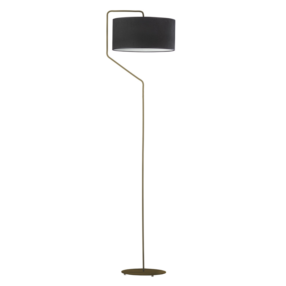 Lampa stojąca do salonu z czarnym welurowym kloszem TESALLIA VELUR 