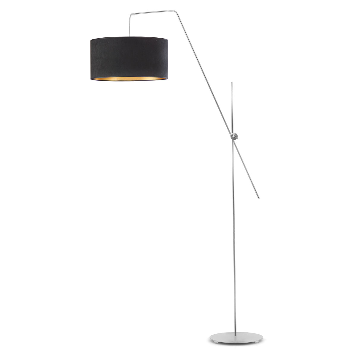 Lampa stojąca z czarnym abażurem o złotym wnętrzu BILBAO VELUR 