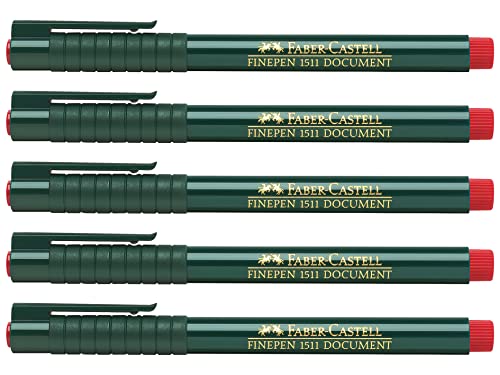 Faber-Castell 205006 - długopis Finepen 1511, 0,4 mm, czerwony, 5 sztuk