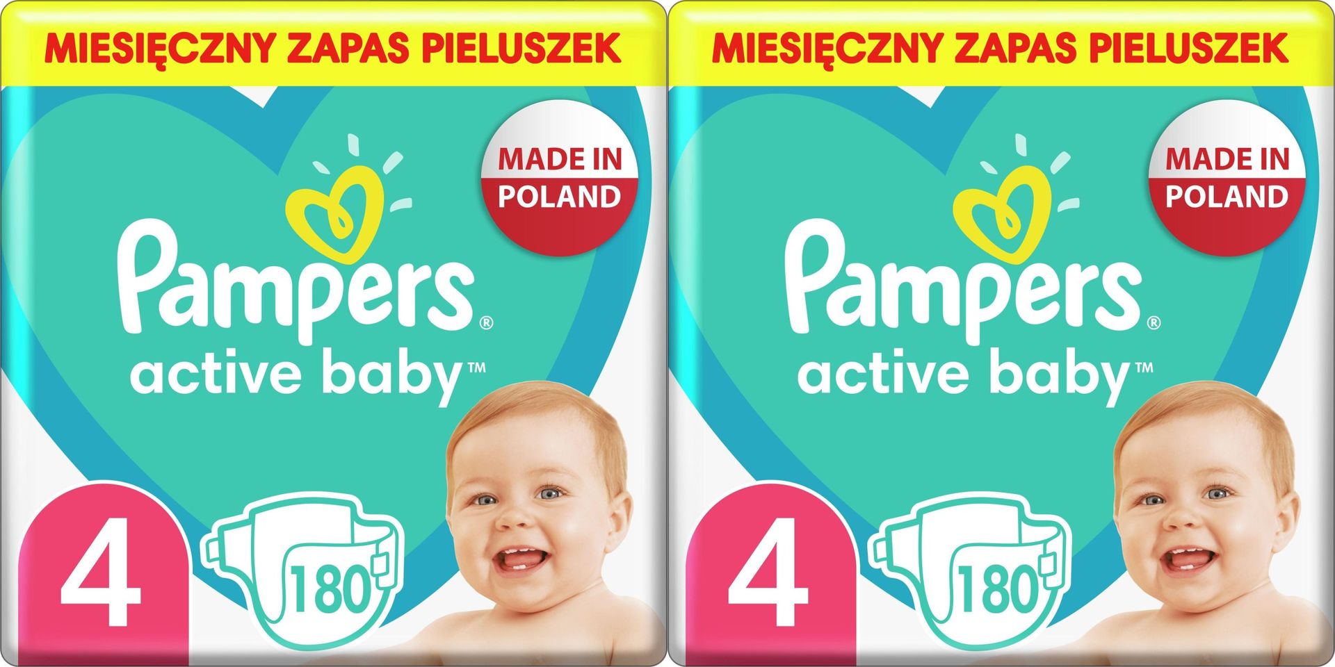 Pampers Pieluchy Active Baby 4, 9-14 kg, 180 szt. x2