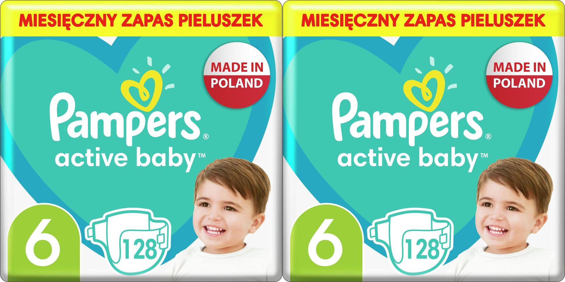 Pampers Pieluchy Active Baby 6, 13-18 kg, 128 szt. x2