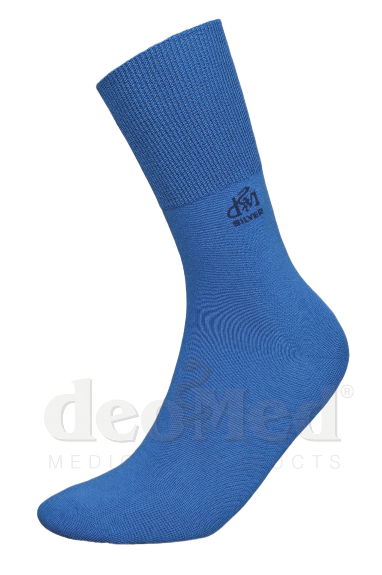 DeoMed Cotton Silver bawełniane bezuciskowe skarpetki zdrowotne, antybakteryjne, antyzapachowe z jonami srebra rozmiar 39-42 NIEBIESKIE
