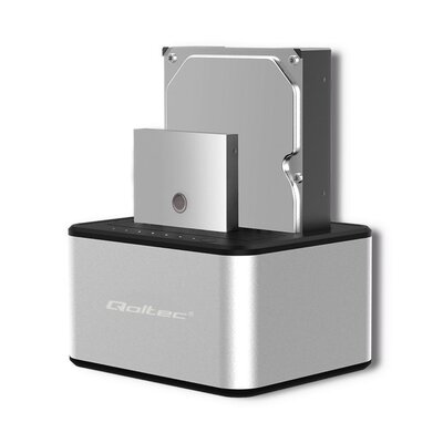Qoltec Stacja dokująca dla dysku twardego Stacja dokująca dysków 2x HDD/SSD | 2.5" 3.5" SATA | USB 3.0 | Klonowanie