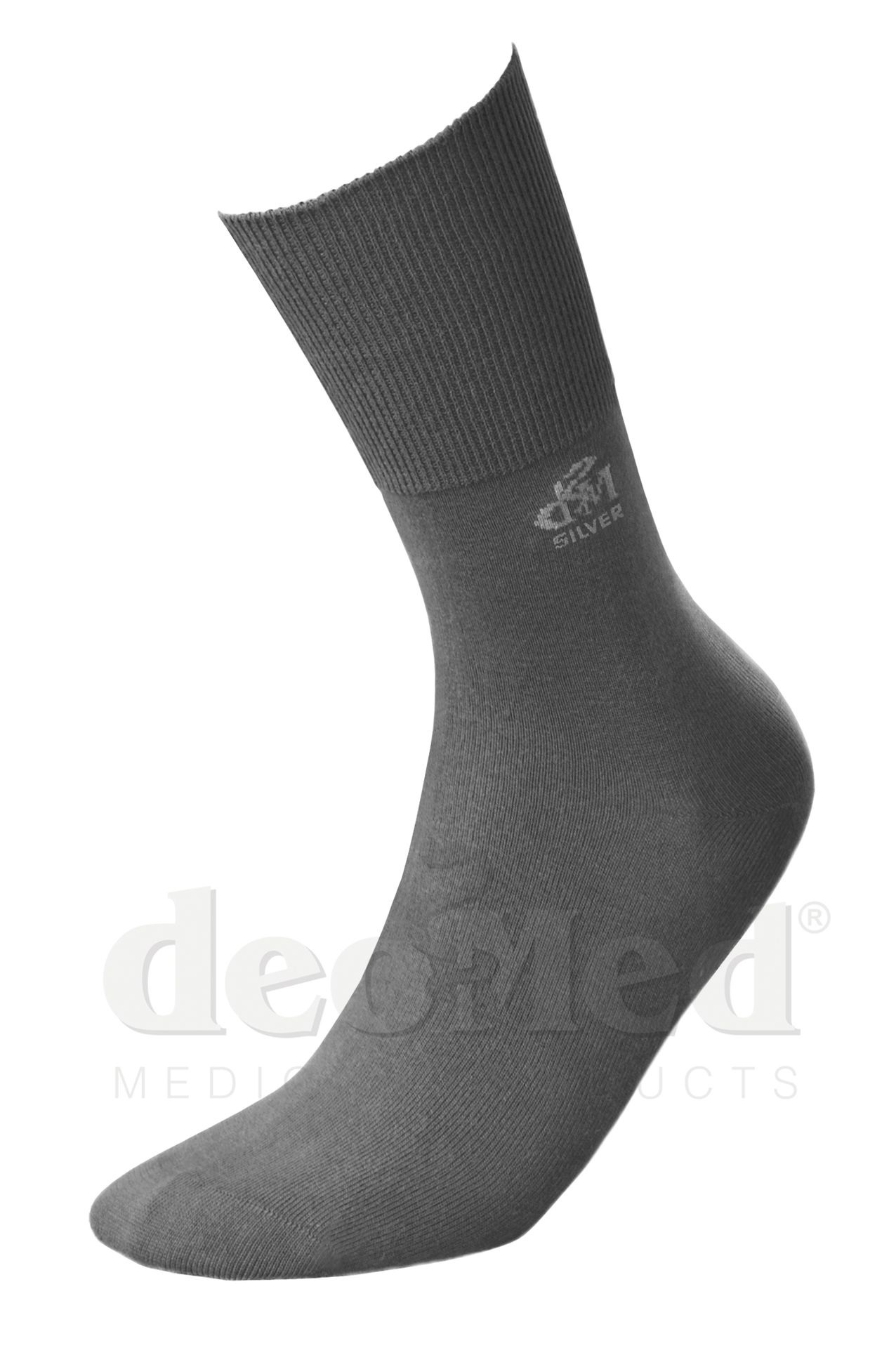 DeoMed Cotton Silver bawełniane bezuciskowe skarpetki zdrowotne, antybakteryjne, antyzapachowe z jonami srebra rozmiar 43-46 CIEMNO SZARE