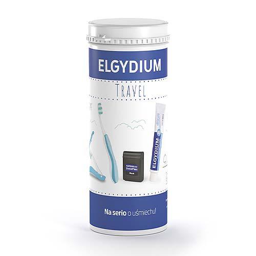 Pierre Fabre Elgydium Zestaw Podróżny TRAVEL (Elgydium pasta Anti-Plaque 50ml + Elgydium szczoteczka Pocket + Elgydium czarna nić 5m)