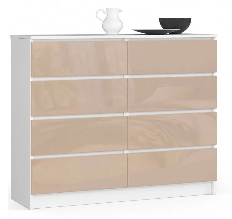 Komoda do salonu biała + cappuccino połysk M3-G16