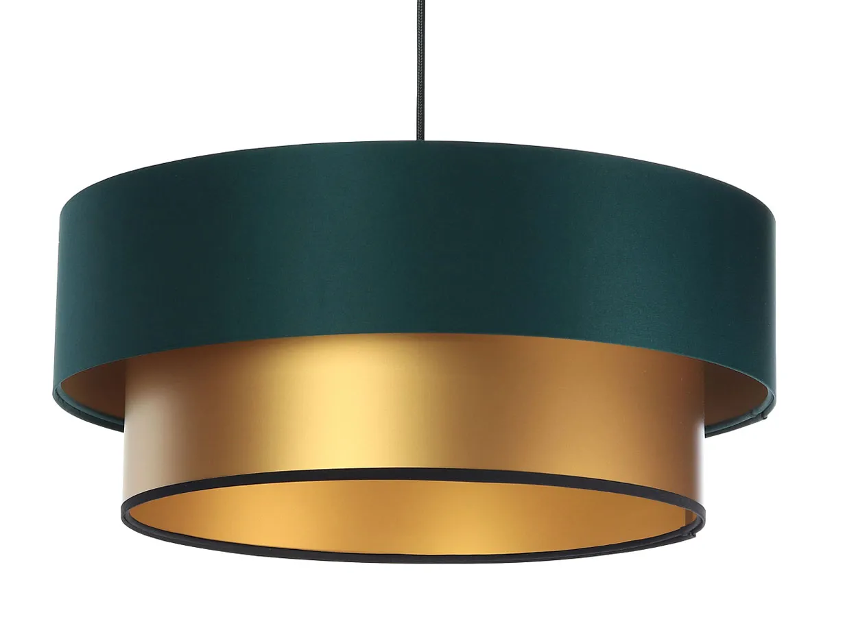 Złoto-zielona lampa wisząca glamour z abażurem - S417 K1-E79