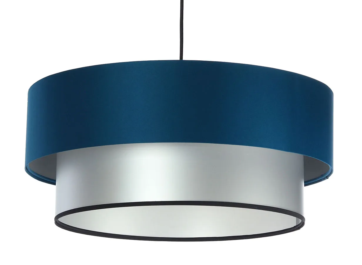 Srebrno-granatowa lampa wisząca z abażurem - 6X S416 R6-P04