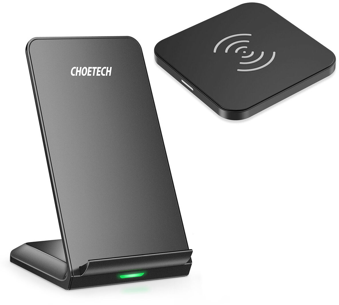 Choetech zestaw bezprzewodowa ładowarka Qi 10W stojak na telefon czarny (T524-S) + ładowarka bezprzewodowa Qi 10W do telefonu słuchawek czarny (T511-S) MIX00087