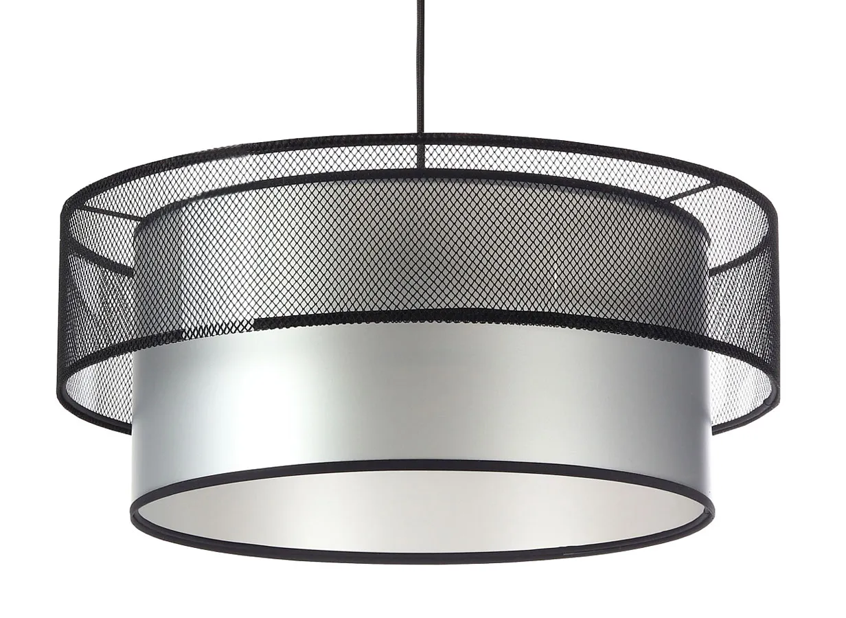 Srebrno-czarna okrągła lampa wisząca z siatką - 17X S421 M8-Z40