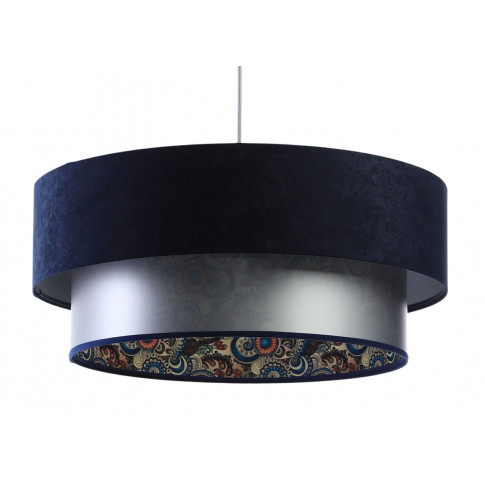 Lampa wisząca z welurowym zdobionym abażurem - S425 Enos