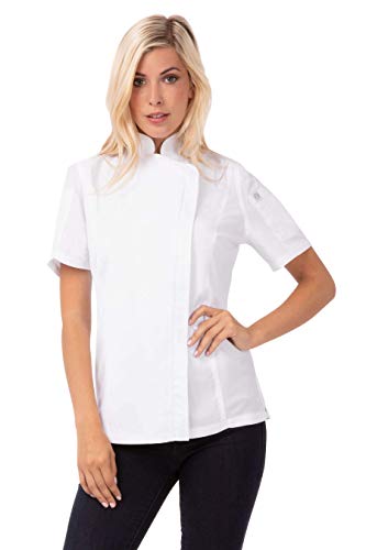 Chef Works BB052-M damska kurtka Springfield z zamkiem błyskawicznym, średni rozmiar, czarny/biały
