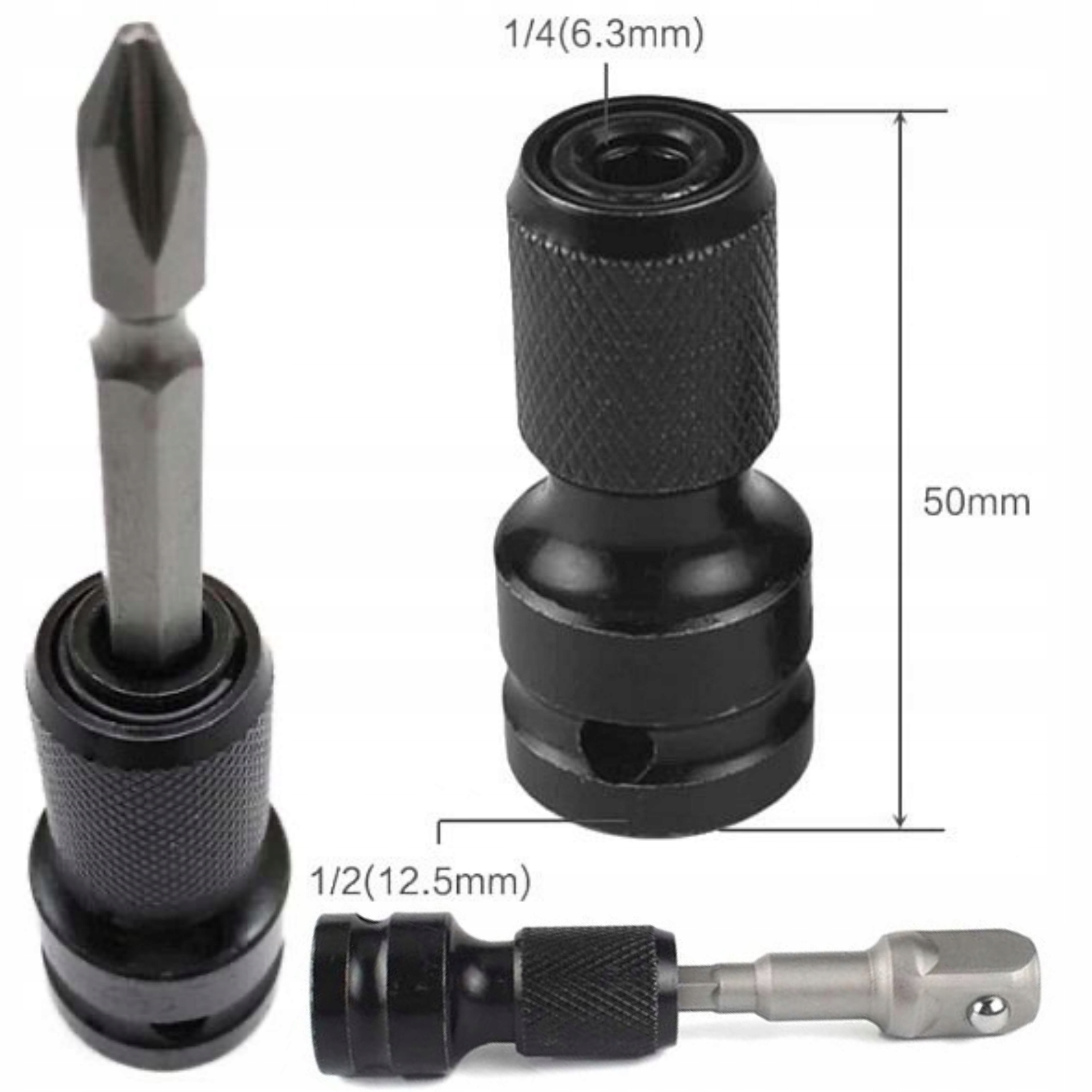 Powermat Adapter udarowy do klucza przejściówka z 1/2 kwadrat na 1/4 HEX PM-ASHU-05025T