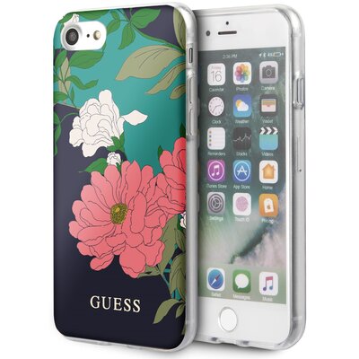 Guess Flower Shiny Collection N1 etui na iPhone SE 2020 / 8 / 7 (czarne) GUHCI8PCUTRFL01