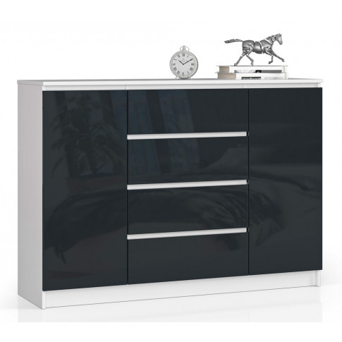 Komoda w połysku do biura biała + grafit H4-W86