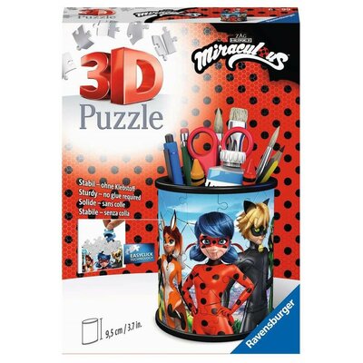 Ravensburger 3D Puzzle Stojak na ołówki Miraculous Biedronka i Czarny Kot 54 elementy