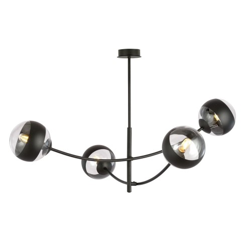 Emibig Hunter lampa sufitowa 4-punktowa czarna/transparentna 1101/4