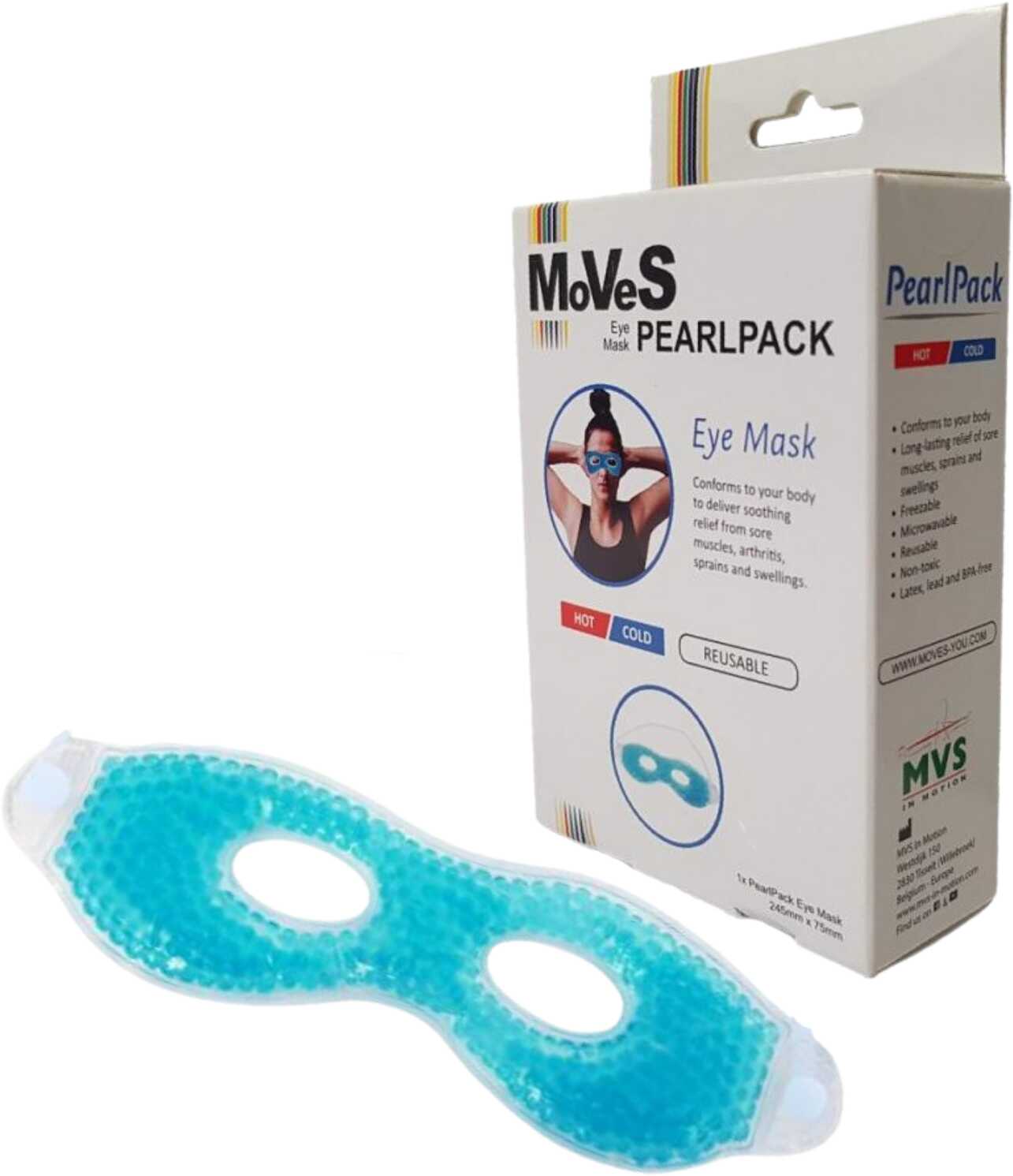 Kompres na oczy do terapii ciepłem i zimnem - żelowe okulary wielokrotnego użytku MoVeS (PearlPack Eye Mask)