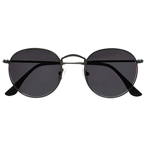 OPULIZE Opulize Sol Classic lata 60-te okrągłe matowe czarne końcówki męskie damskie okulary do czytania UV 400 S94-7 + 2,50