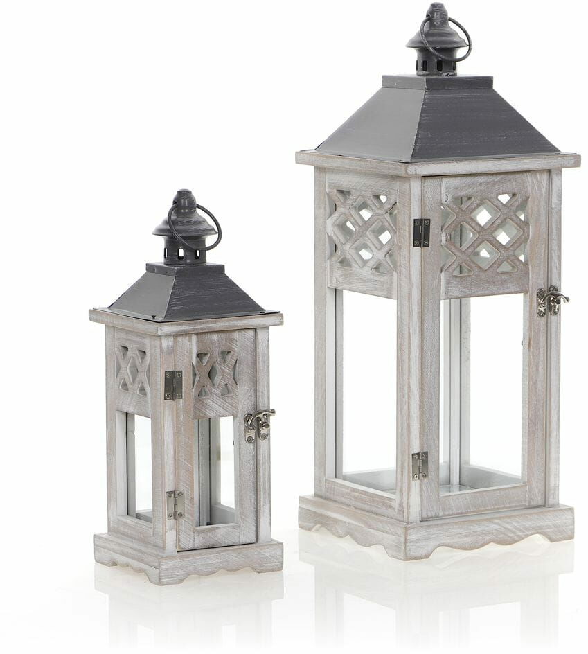 Max-land Latarnia ogrodowa lampion komplet szara 2szt MSL2077GR MSL2077GR