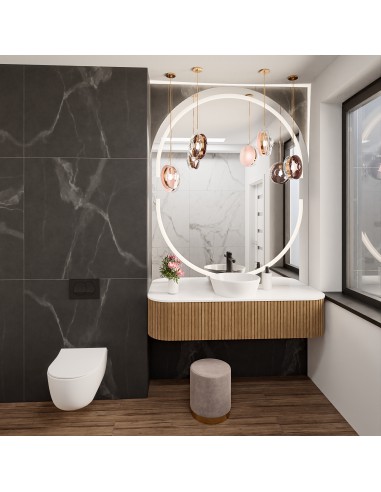 Lustro łazienkowe półowalne z podświetleniem PORTAL PREMIUM LED, Lustro półowalne: 90x180