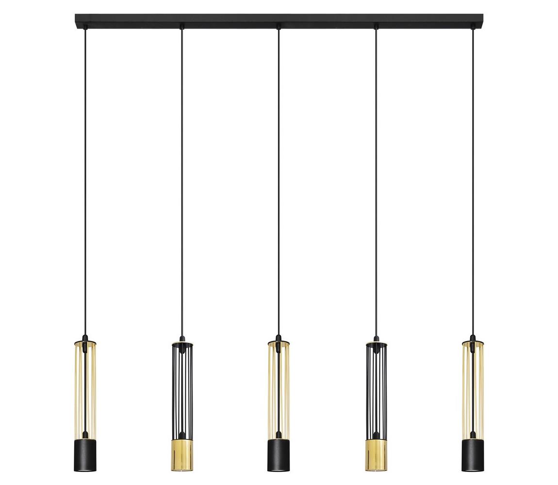 LED Żyrandol na lince BARS 5xGU10/4,8W/230V czarny/złoty