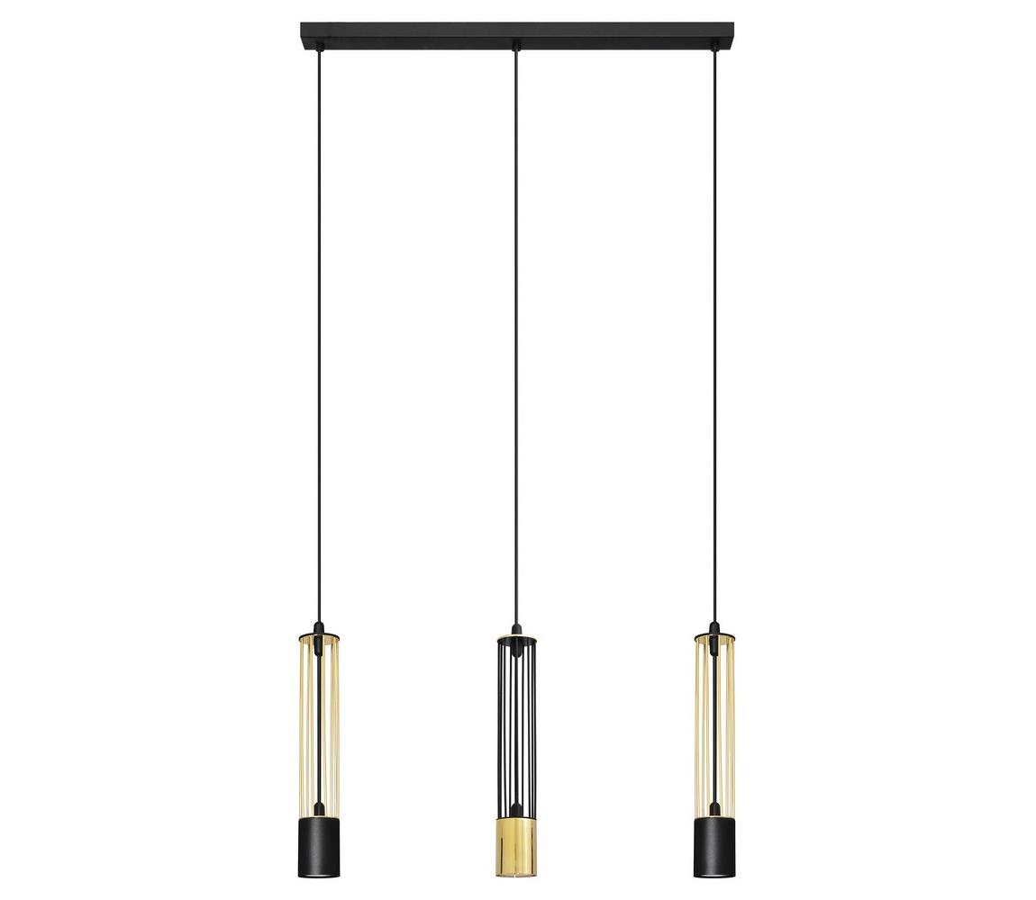 LED Żyrandol na lince BARS 3xGU10/4,8W/230V czarny/złoty