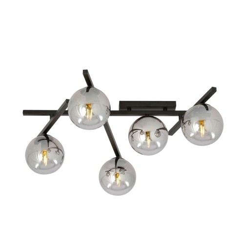 Emibig Lighting czarny krótki żyrandol szklane kule SMART 5 BLACK/GRAFIT 1104/5 nowoczesna lampa sufitowa do salonu 1104/5
