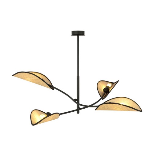 Emibig LOTUS 4 BLACK/RATTAN 1108/4 lampa sufitowa żyrandol oryginalny Design abażury 1108/4