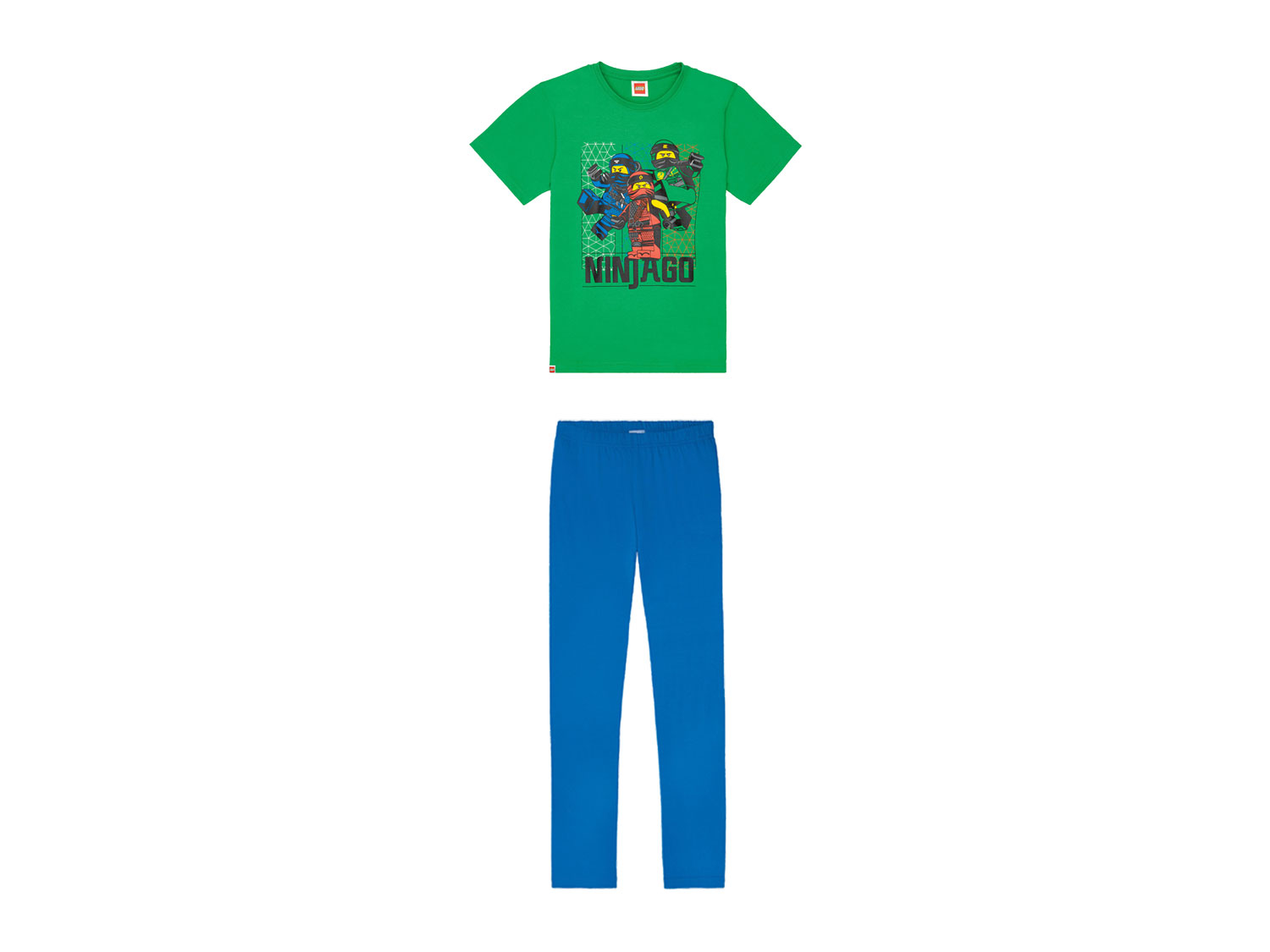 Piżamy chłopięce - LEGO LEGO Piżama dziecięca z bawełną (t-shirt + spodnie) (134/140, Ninjago zielony/niebieski) - grafika 1