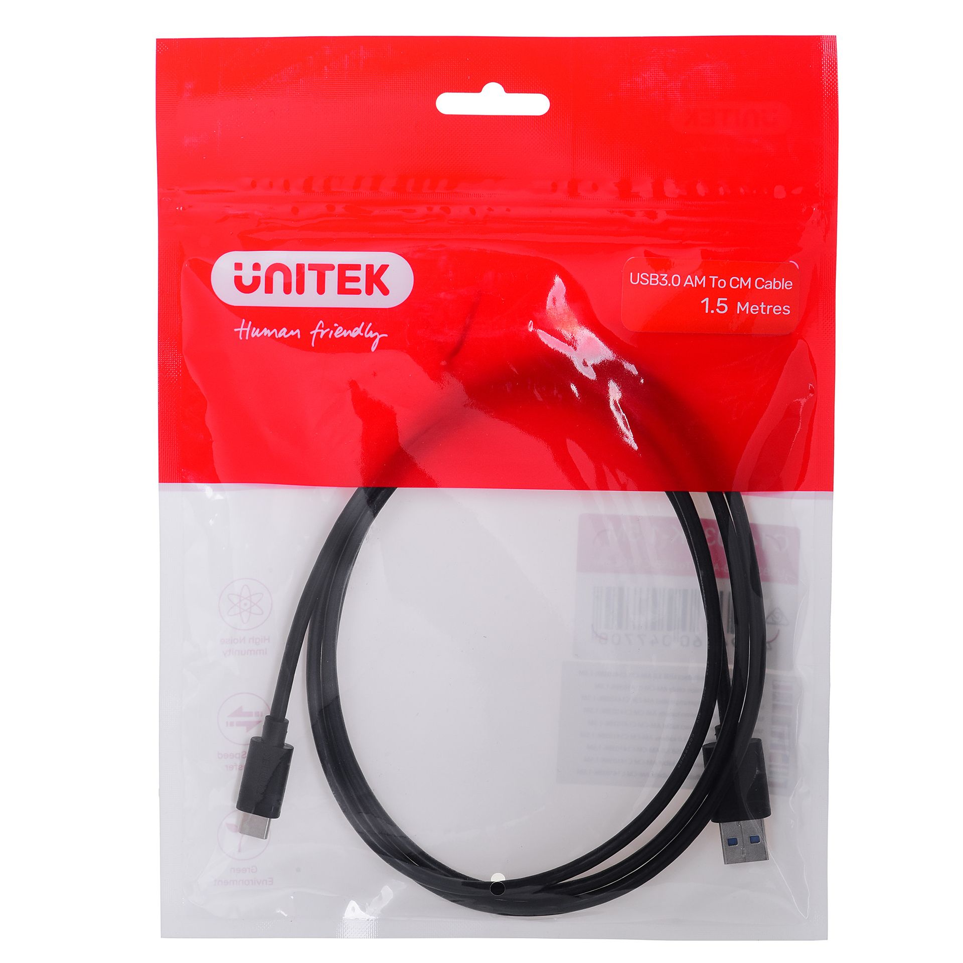 Unitek USB 3.0 Typu A USB Typu C 1,5m czarny C14103BK-1.5M