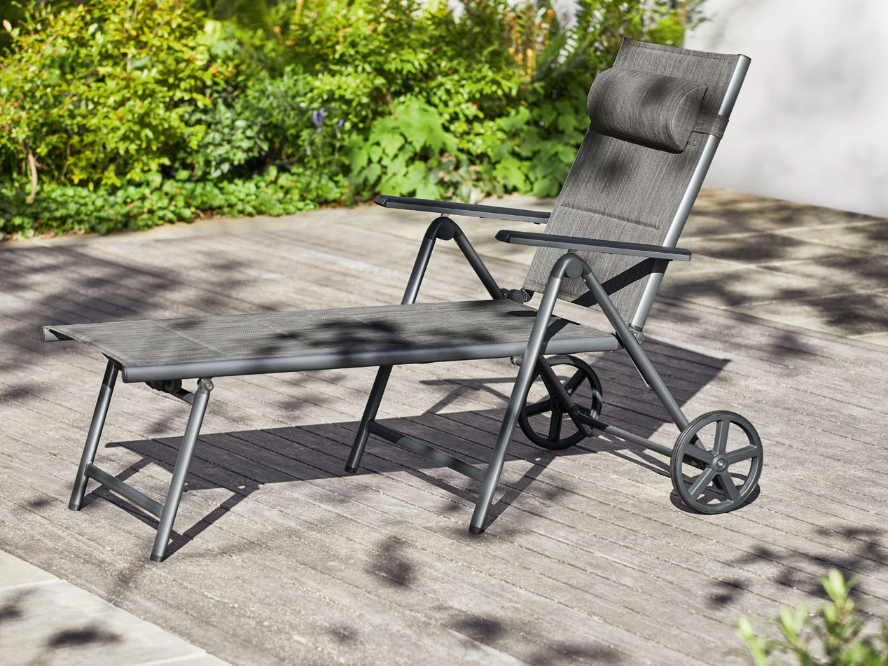 Livarno Home Livarno Home Aluminiowy leżak ogrodowy Toronto, na kółkach, antracyt 4055334578554