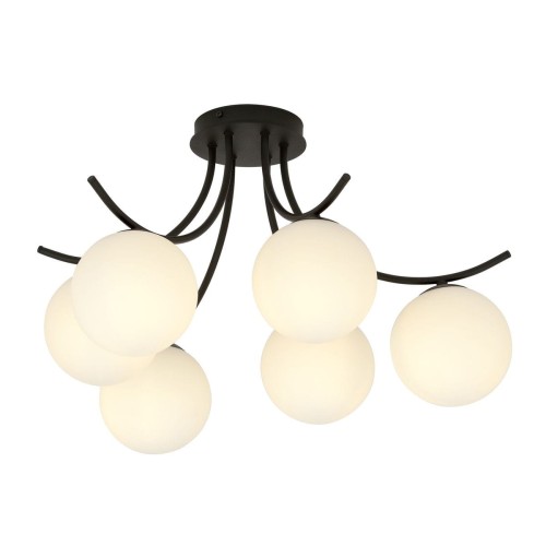 Emibig BOSTON 6 BLACK/OPAL 1109/6 lampa sufitowa czarna szklane klosze 1109/6