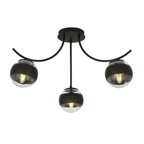 Emibig Boston lampa sufitowa 3-punktowa czarna/transparentna 1111/3