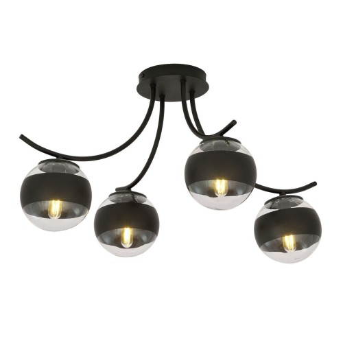 Emibig Boston lampa sufitowa 4-punktowa czarna/transparentna 1111/4