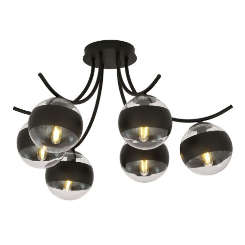 Emibig Boston lampa sufitowa 6-punktowa czarna/transparentna 1111/6