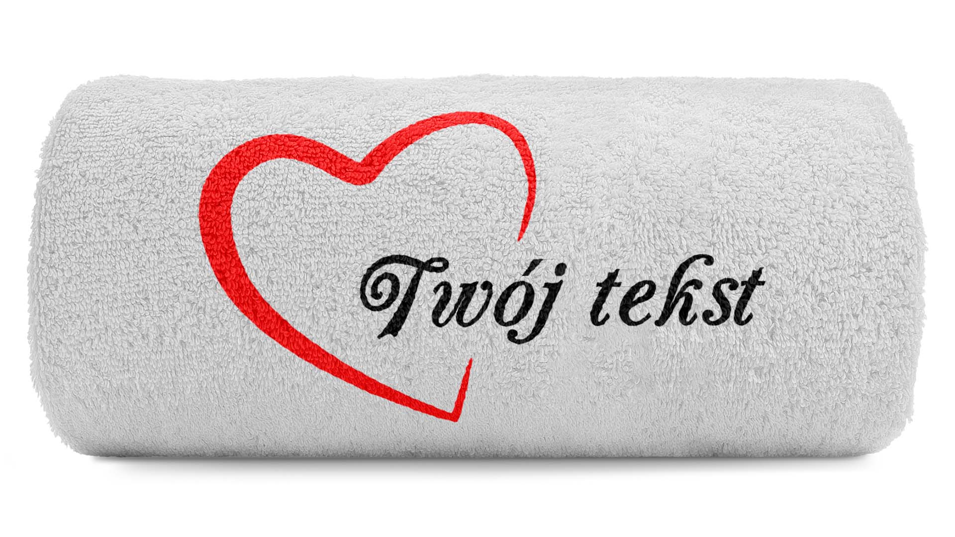 pat15.net Mały ręcznik z sercem i Twoim tekstem 100x50 656