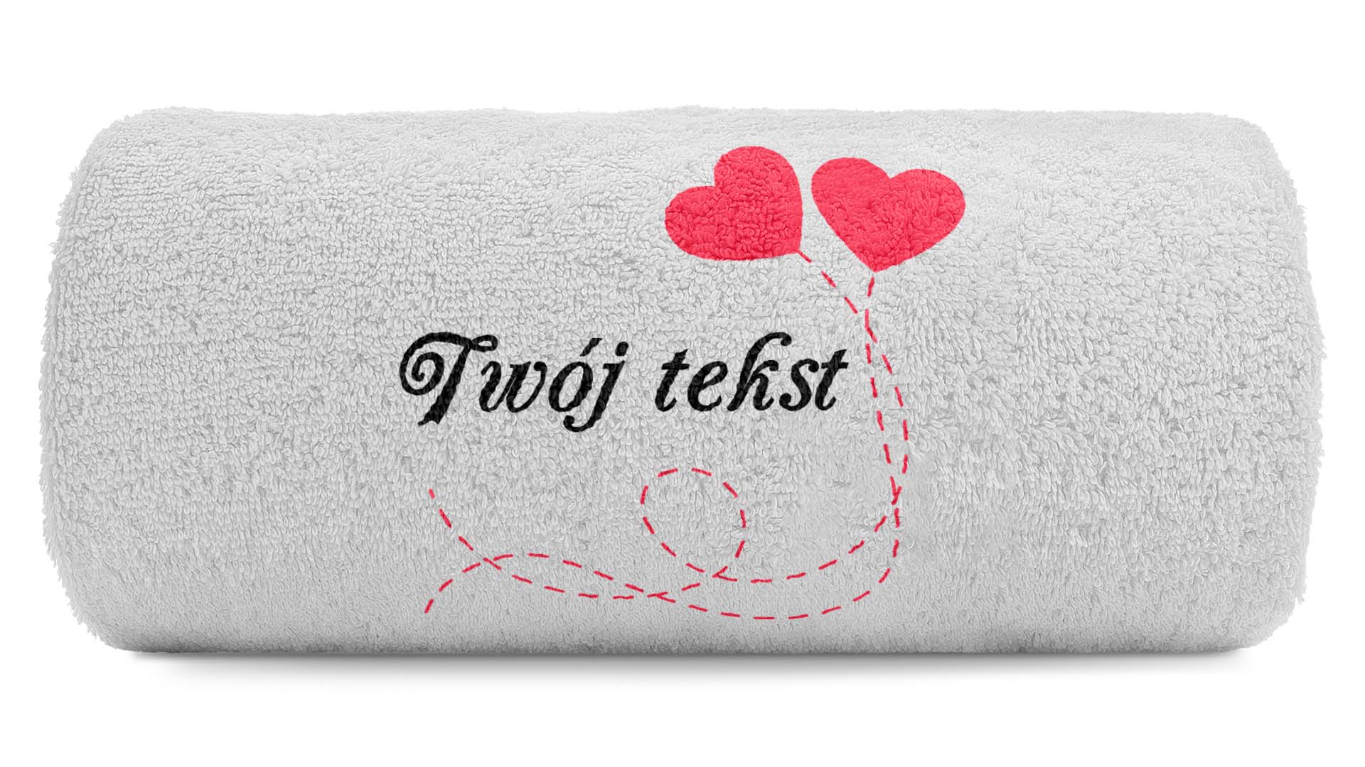 pat15.net Mały ręcznik z serduszkami i Twoim tekstem 100x50 657