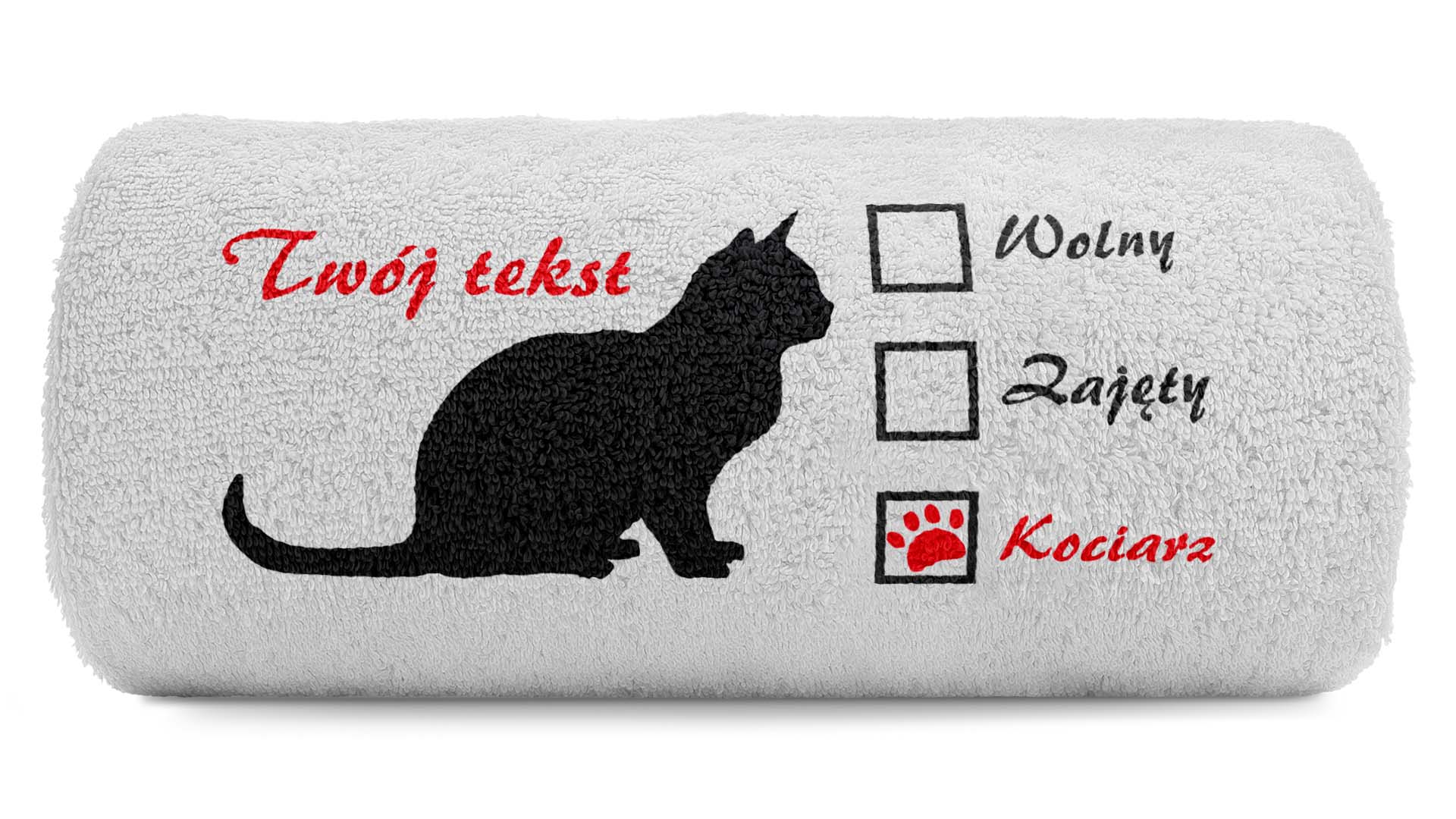 pat15.net Mały ręcznik haftowany prezent dla kociarza 100x50 890